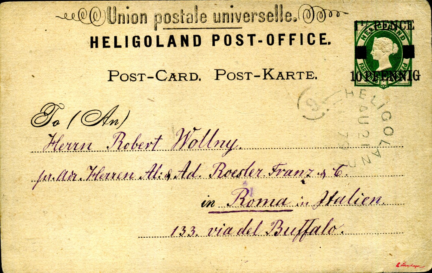  Incoming-Mail: Eine frühe Weltpostvereinskarte aus Helgoland